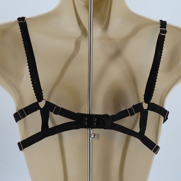 Victorias Secret 32D Very Sexy Push Up Bra Cream Lace Black Padded Underwire - Picture 6 of 16